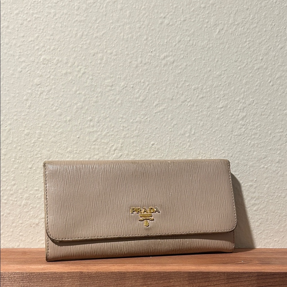 Prada Taupe Leather Wallet